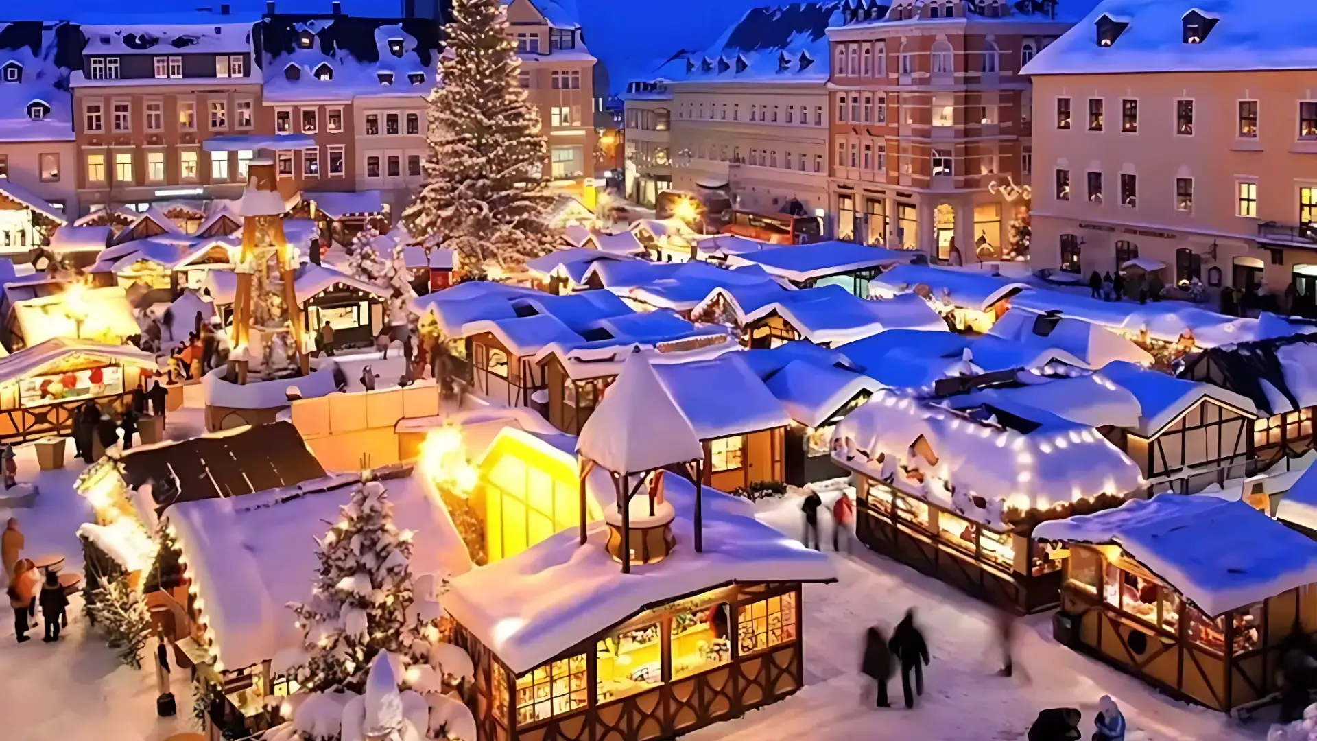 A festive Christmas market in Strasbourg, France, showcasing it is one of the best Christmas markets in Europe with lights and decorations.