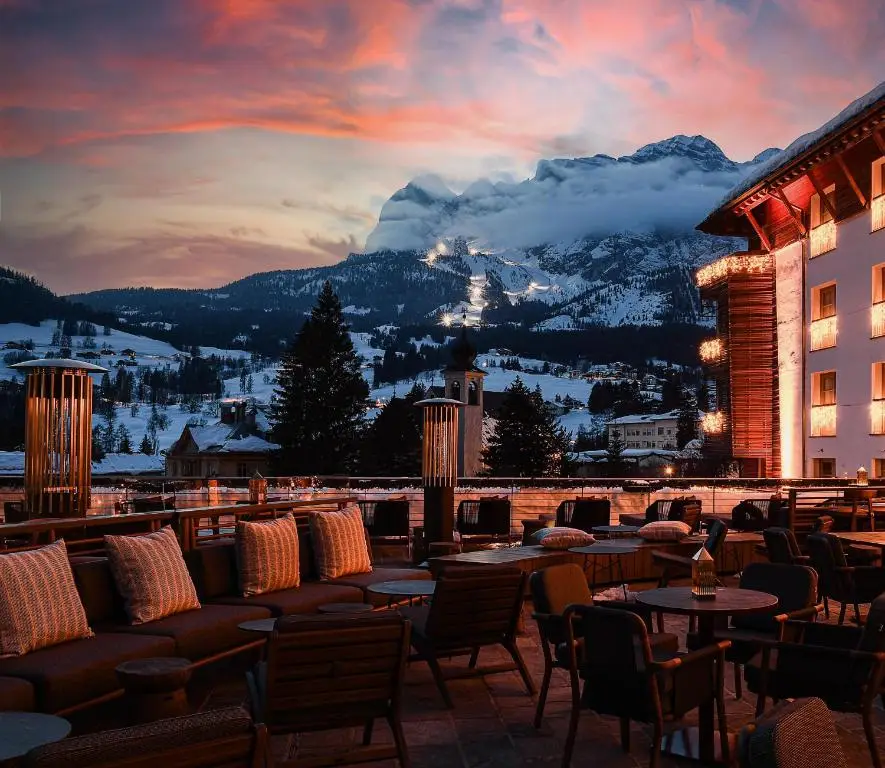 Grand Hotel Savoia, a stunning hotel at the top of the mountain, is one of the best ski hotels in Italy.