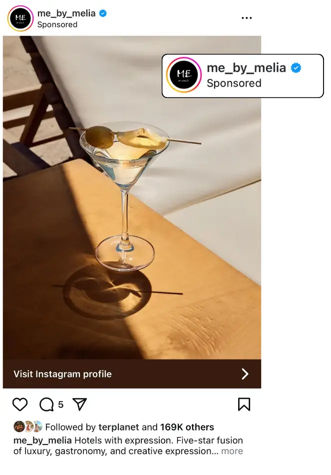 An Instagram post highlighting a key best practice for hotels: running Instagram ads.