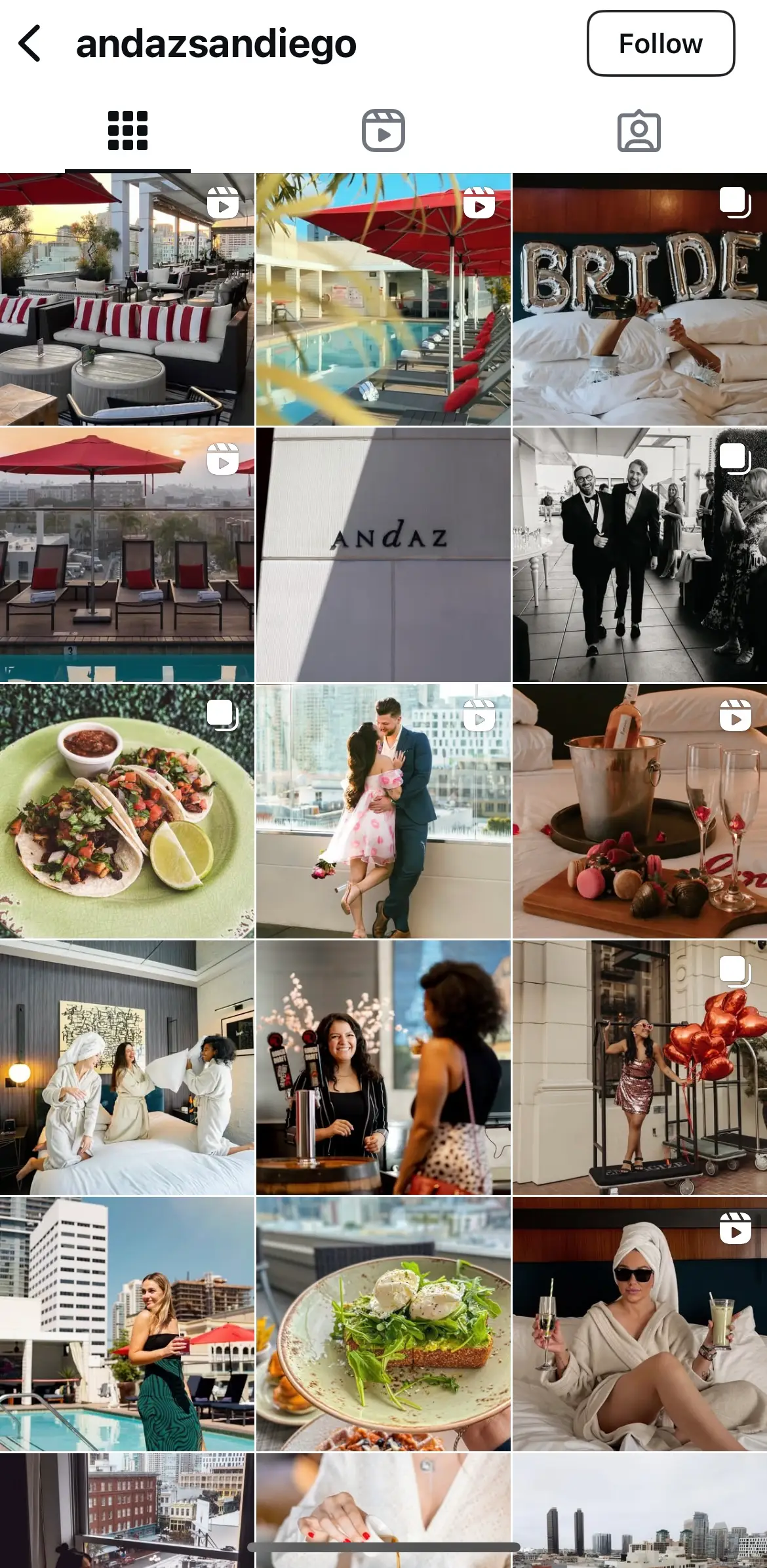 A profile layout highlighting an Instagram post idea for hotels: posting stunning hotel photography.