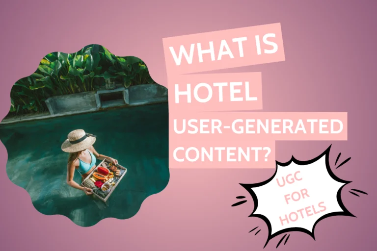 Definition of hotel user-generated content, showcasing a photo of the women at the pool creating UGC for hotel marketing