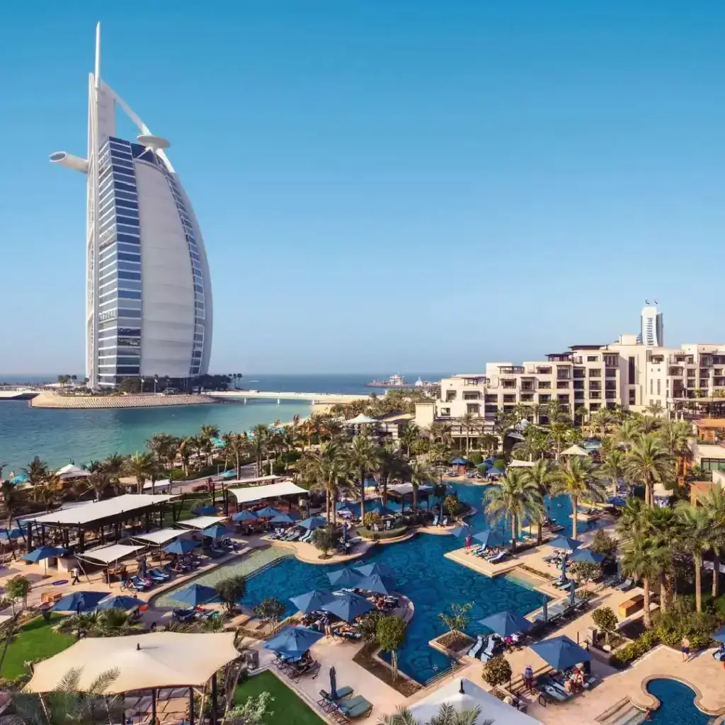 Jumeirah Al Naseem, a luxury hotel in Dubai, offering stunning views of the iconic Burj Al Arab, a symbol of luxury.